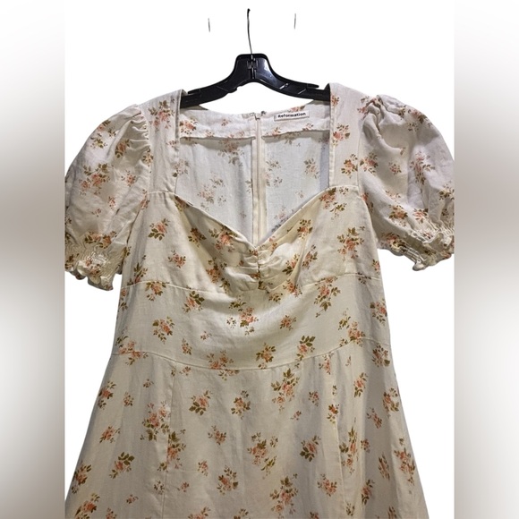 REFORMATION White Ditsy Floral Heirloom  Linen Puff Sleeve Maxi Dress Sz 12 L - Picture 3 of 6
